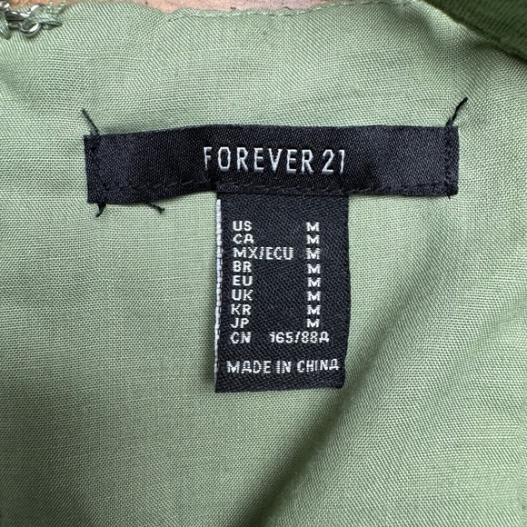 Forever 21  Green Linen Blend‎ Square Neck Mini Dress Womens Medium - Picture 3 of 5